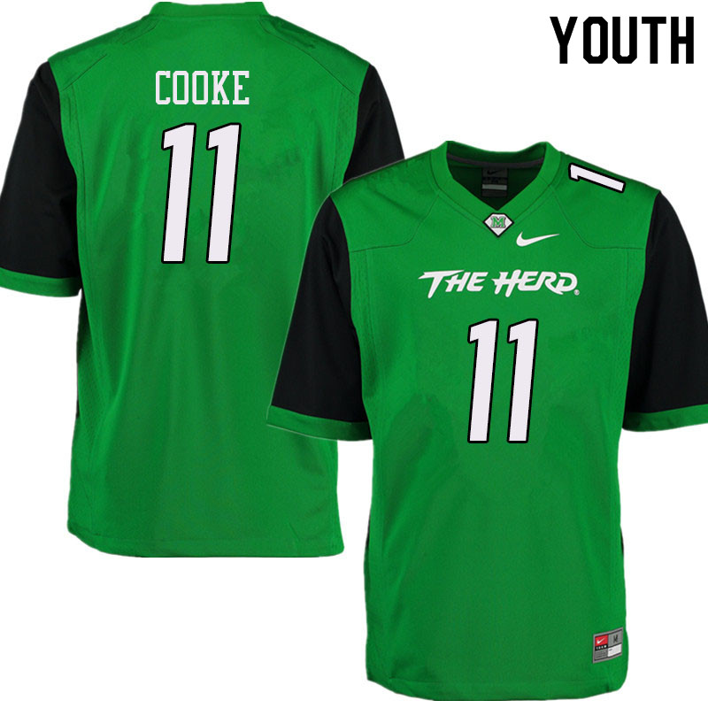 Youth #11 Taymon Cooke Marshall Thundering Herd College Football Jerseys Sale-Green - Click Image to Close